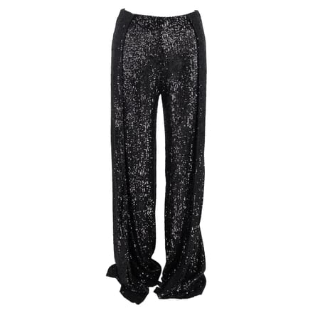 Tom Ford broek met pailletten en wijde pijpen in zwart polyester
