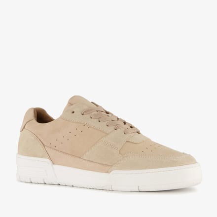 Van Beers leren heren sneakers beige wit - Maat 41 - Uitneembare zool