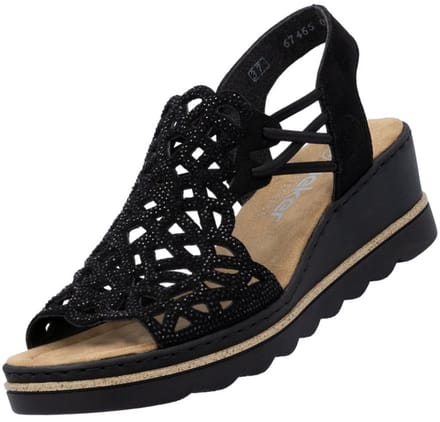 Rieker -Dames - zwart - sandalen - maat 39
