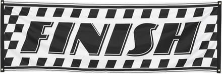 Boland Banner finish - 74 x 220 cm - zwart/wit - polyester - racevlag - formule 1