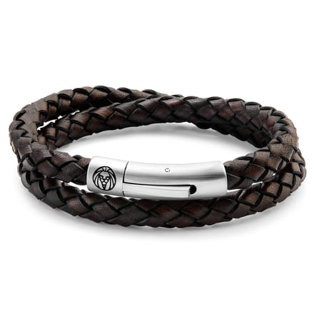 Collins 6 mm Bruine Leren Wikkelarmband