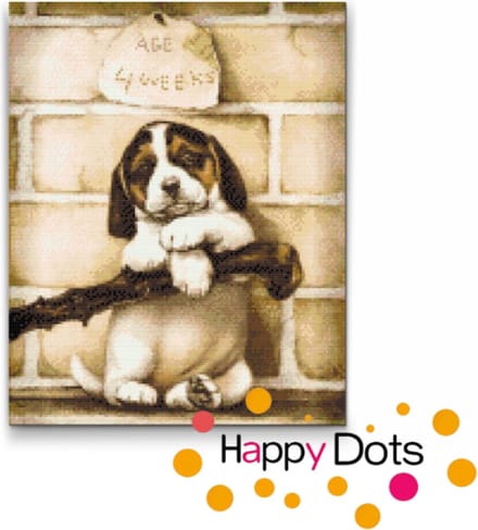 Diamond Painting Puppy - 30x40cm - Vierkante steentjes (HappyDots)