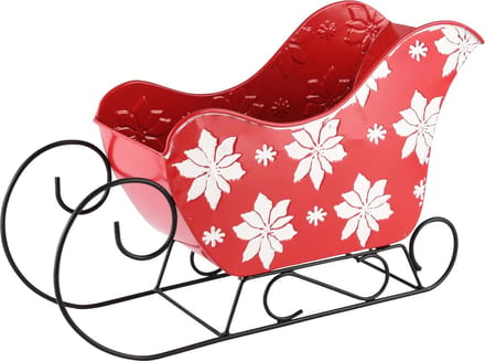 Dekoratief | Slee m/sterren, rood/wit, metaal, 30x24x18cm | A245877