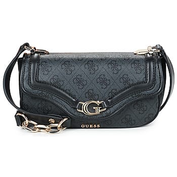 GUESS schoudertas Dea Crossbody Flap Coal Logo donkergrijs