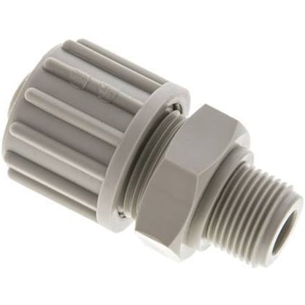 16x10mm & G3/8'' PP Rechte Knelfitting Buitendraad 10bar Kunststof en Polyamide
