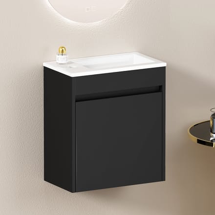 REDOM - Badkamerkast - Soft-Close Deur - Modern - Voor Badkamer - MDF - Zwart - 46 Cm