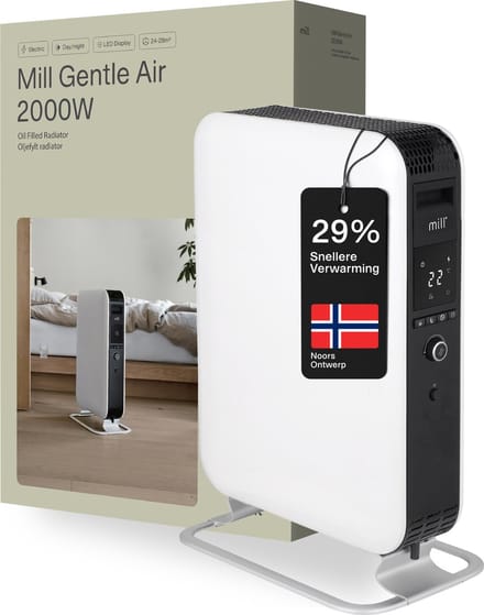 Mill AB-H2000DN - Design Olieradiator - 2000 Watt - tot 28m2 - droogt de lucht niet uit - stil - 5 jaar garantie