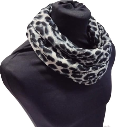 Colsjaal dames - Panterprint - Lichtblauw/Zwart - Infinity Scarf