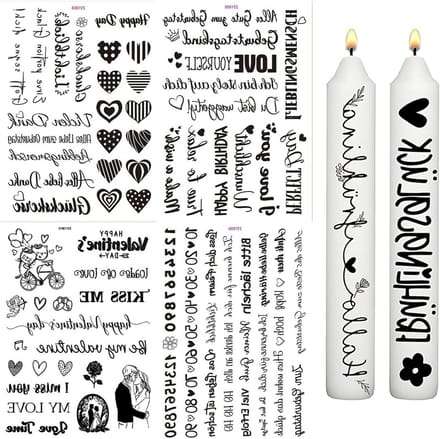 Decoratieve Kaarsstickers met Inspirerende Teksten - 4 Stuks voor Cadeaus en Versiering