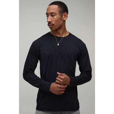 Zwart Regular Spray Wash Shirt Met Lange Mouwen | Black | Size Small