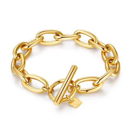 Twice As Nice Armband in goudkleurig edelstaal, ovale schakels, 11/19 mm 19cm