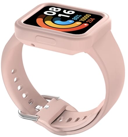 By Qubix - Siliconen band met case - Roze - Geschikt voor Xiaomi Redmi Watch 2 (Lite)