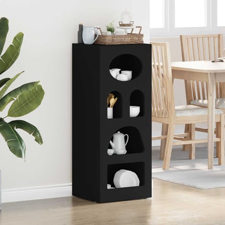 vidaXL - Dressoir - ELST - Zwart - 40 - x - 35 - x - 100,5 - cm - Bewerkt - hout