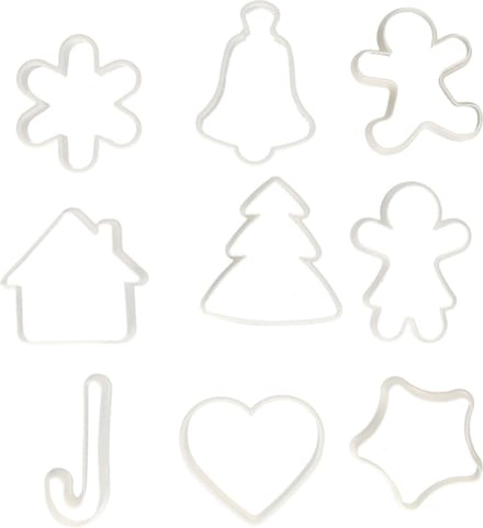 Gerimport Koekvormpjes - uitsteekvormpjes - kerst thema - 9x stuks - kunststof