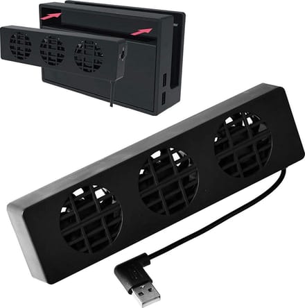 DrPhone NS10 Pro Koelventilator - Externe Dock - Koelstandaard met 3 ventilatoren – Geschikt Voor N-Switch - Zwart