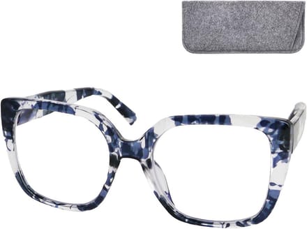 Extra grote leesbril XL vierkant dik montuur unisex met grote glazen en etui