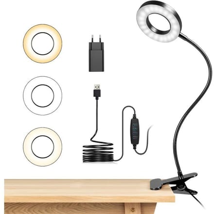 Bureau Lamp - Flexibel 360° - 3 Verlichtingsmodi - 10 Helderheidsniveaus - USB Zwart zwart