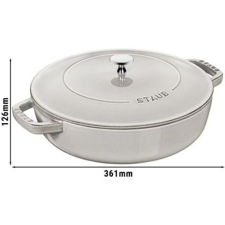 STAUB BRAISERS - Sauteerpan met Chistera Drop Structure - Ø 280mm - Gietijzer - Witte truffel