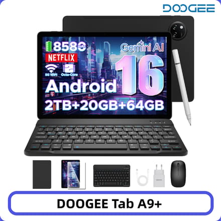 DOOGEE Tab A9+ Tablet 11 inch HD-scherm 20GB (4+16) 64GB 8580mAh Grote Batterij Unisoc T7200 Octa Core Dubbele Luidsprekers Android 15 Tablet VIP