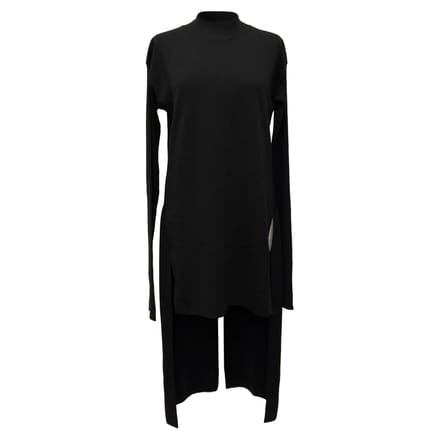 Rick Owens midi-jurk met lange rug in zwarte wol