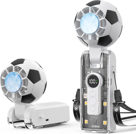 Voetbal Turbo Hogesnelheid Handventilator - Mini Ventilator - met Draagkoord - 5 Standen - Wit