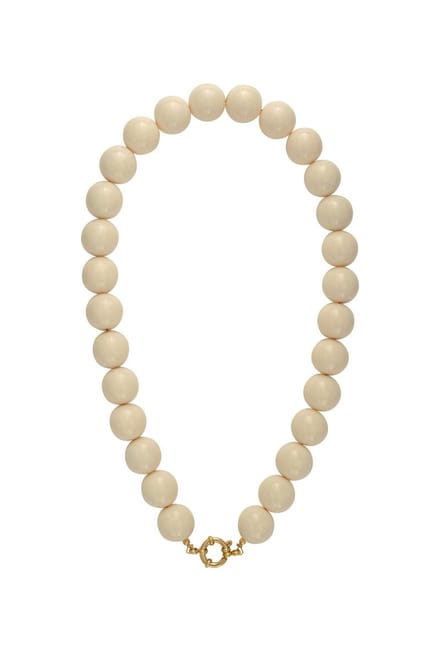 Bijoutheek Collier Statement Kralen 15mm Beige