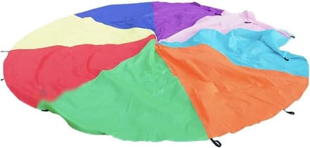 Speel Parachute - Spel Parachute - Coöperatief Spel - Met Handgrepen - 4 x 4 Meter - Regenboog