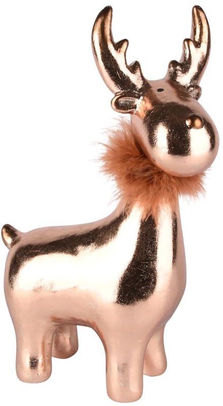 Dekoratief | Rendier staand m/fluffy kraag, brons, TC, 18x10x29cm | A255407