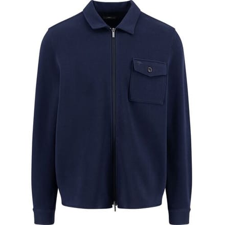 Fynch-Hatton Vest Zip Cardigan Overshirt Interlock Piqué Navy / male