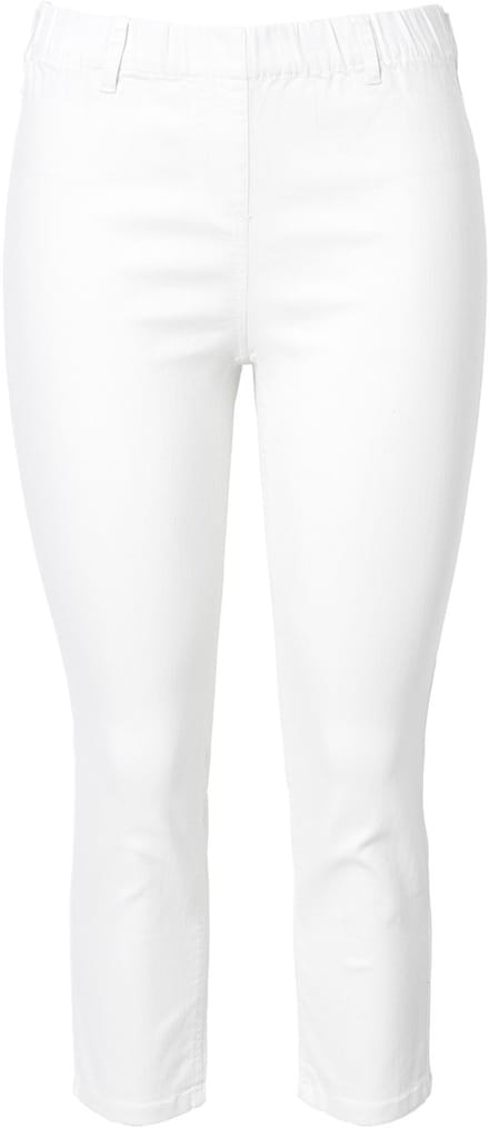 Ulla Popken - Dames - Sienna 7/8-jegging elastische tailleband strakke pijp - Wit denim - Maat 60