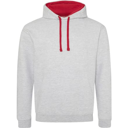 Just Hoods Varsity Hoodie JH003 - HEATHER GREY/FIRE RED - XL