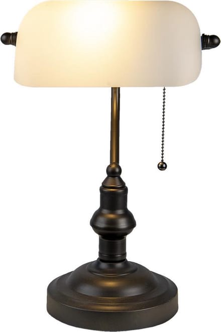 Lumilamp Bureaulamp Bankierslamp Ø 27x40 cm Wit Bruin Metaal