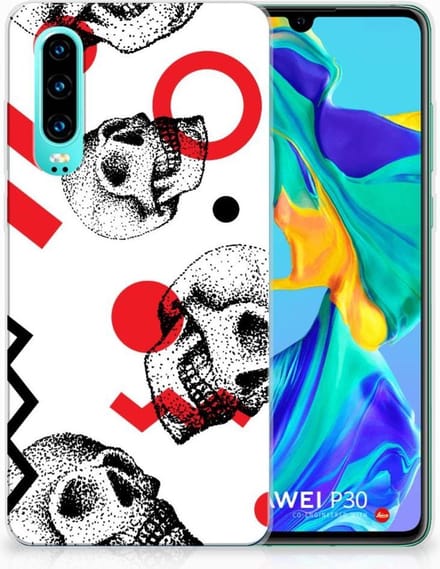 Silicone Back Case Huawei P30 Skull Red