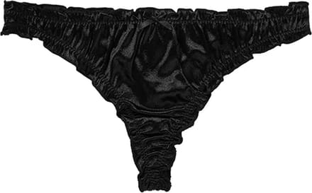 2 Satijnen Strings – Zwarte Ruche Slip – Sexy & Comfortabel