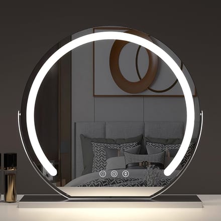 Verlichte Make-up Spiegel - Hollywood Spiegel - Dagelijkse Make-up - Touchscreen Bediening - 60 cm Diameter - Zilver