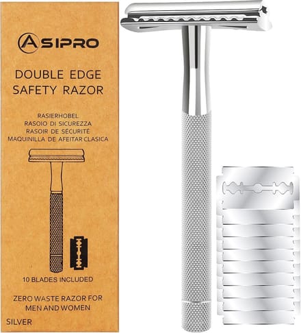 Safety Razor Veiligheidsscheermes RVS – Herbruikbaar – Antislip Handvat – Inclusief 10 Mesjes