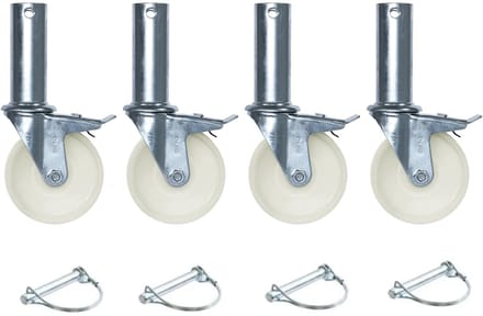 Set van 4 stuks nylon steigerwielen -125mm - 120kg