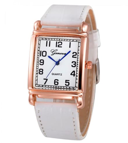 Hidzo Horloge Geneva Quartz Ø 37/29 - Wit - Kunstleer