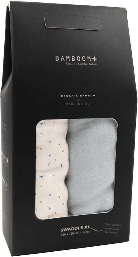 Bamboom Swaddle Muslin - XL - 120 x 120 - Set Of 2 - Sealife / Light Blue