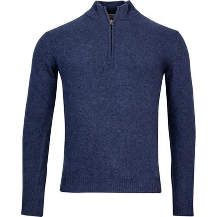 Thomas Maine Trui Half Zip Single Knit Merino Cashmere Dark Blue / male
