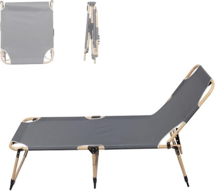 Opvouwbaar Bed - Camping Cot - Comfortabel Slapen - 3-standen Rugleuning - 100 kg Capaciteit - Grijs
