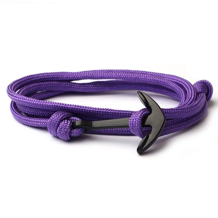 Anker armband Paars polyester koord