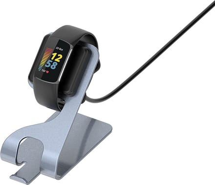 Strap-it oplaadstation - Docking station geschikt voor Fitbit Charge 5 / Fitbit Charge 6 / Fitbit Luxe - zilver-grijs