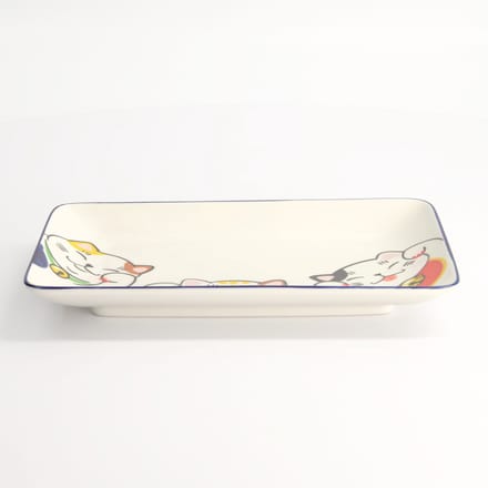Tokyo Design Studio - Kawaii Lucky Cat Sushi Bord - Wit - 21 x 13,5 cm