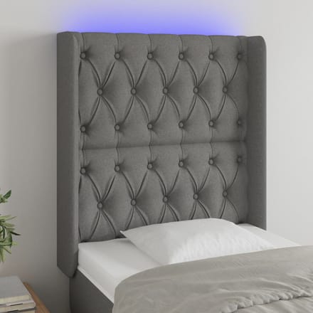 vidaXL - Hoofdbord - LED - 83x16x118/128 - cm - stof - donkergrijs