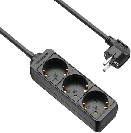 Allteq - Stekkerdoos - 3-voudig - Zwart - 15 meter