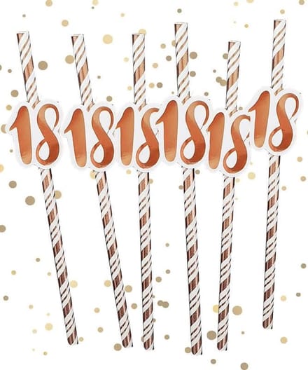 Rietjes - 18 jaar - rosegoud - 6 stuks -