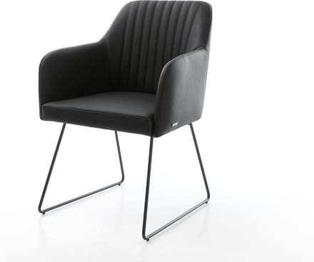 Gestoffeerde-stoel Greg-Flex slipframe zwart echt leer zwart pocketveer kern