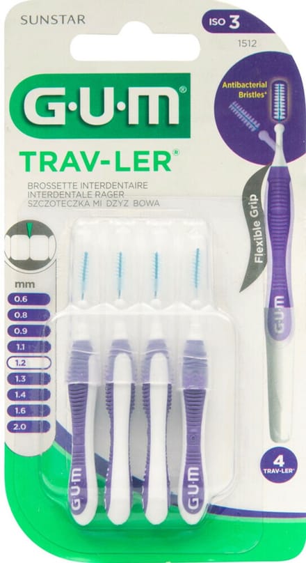 3x GUM Trav-Ler Ragers Paars 1.2mm blister à 4 stuks