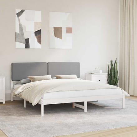 vidaXL - Bedframe - met - Gevoerde - Hoofdbord - Lichtgrijs - 200 - x - 200 - cm